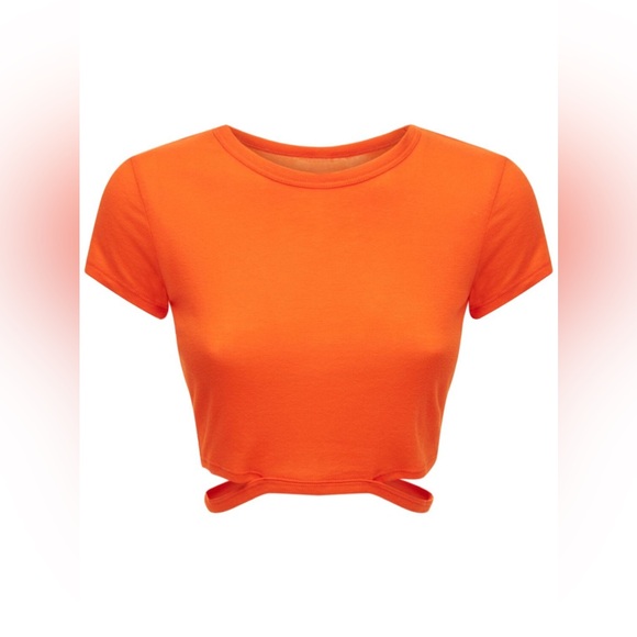 Alo Yoga Halo Cropped Strap Orange Tshirt sz XS - Picture 2 of 5